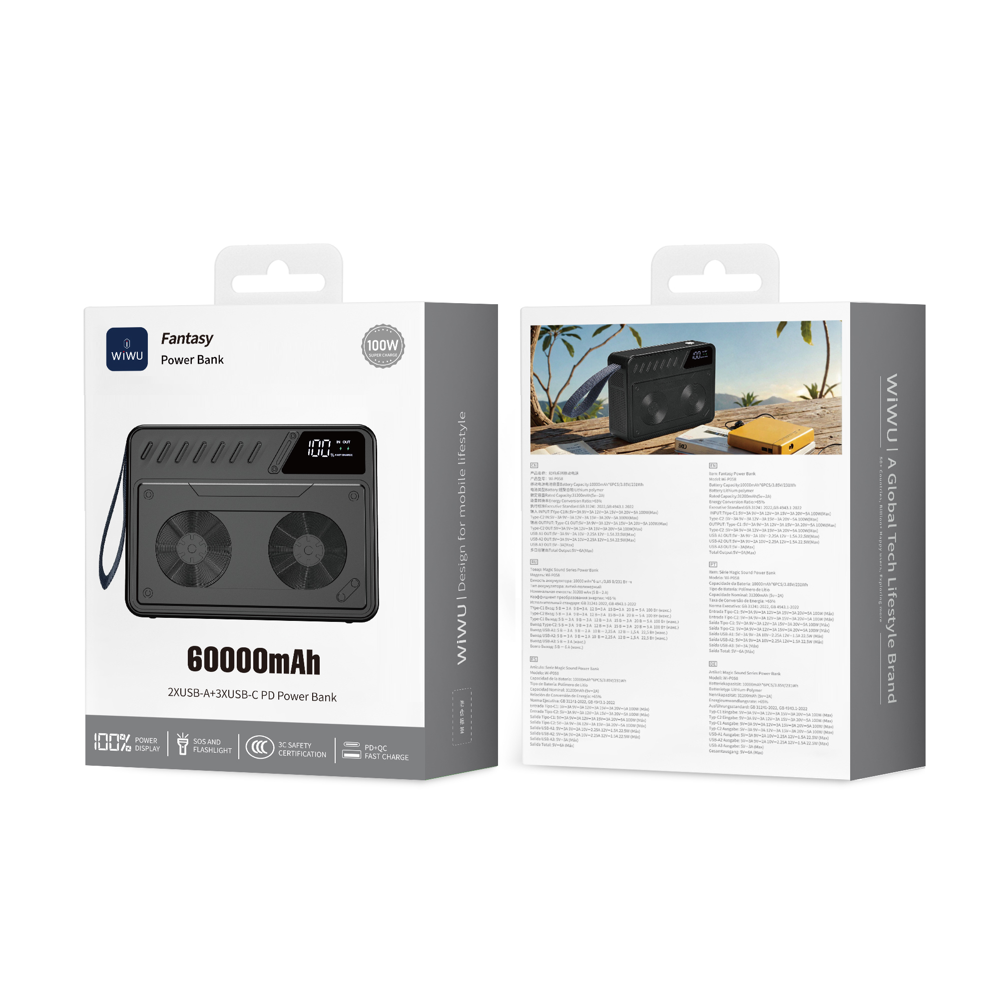 WiWU 100W Fantasy Power Bank 3A+3C Wi-P058 60000mAh