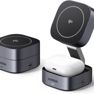 UGREEN MagFlow Qi2 Magnetic Foldable Charging Station, 2-in-1 Fast Wireless Charger
