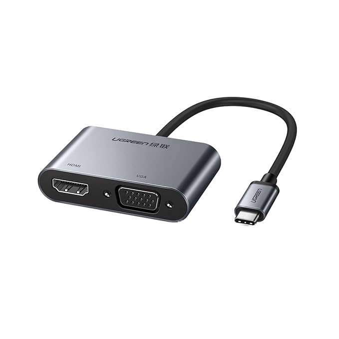 UGREEN USB-C to HDMI + VGA +USB 3.0 Adapter with PD (Space Gray