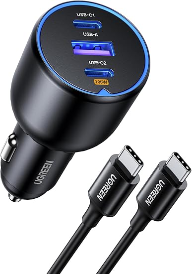 UGREEN 130W USB C Car Charger, PD 100W +PD 30W Type C Car Charger Adapter