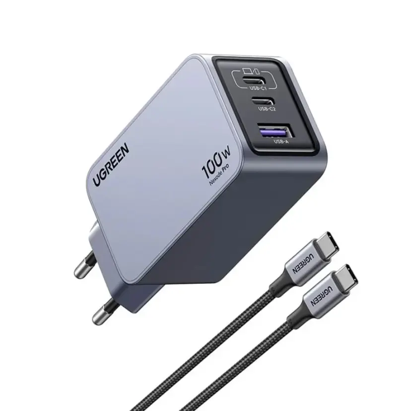 UGREEN Nexode Pro 100W GaN USB C Wall Charger, 3-Port Compact Fast PPS Charger