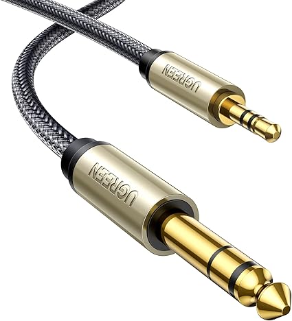 UGREEN 1/8 to 1/4 Stereo Cable 3.5mm TRS to 6.35mm Audio Cable Guitar to Aux Male Cord with Zinc Alloy Housing and Nylon Braid