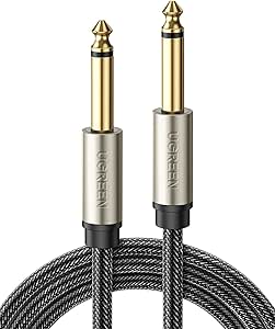 UGREEN 6.35mm Audio Cable Guitar Cable 1M 1/4" to 1/4" Professional Speaker Nylon Braid guitar lead, Instrument Mono 6.35mm