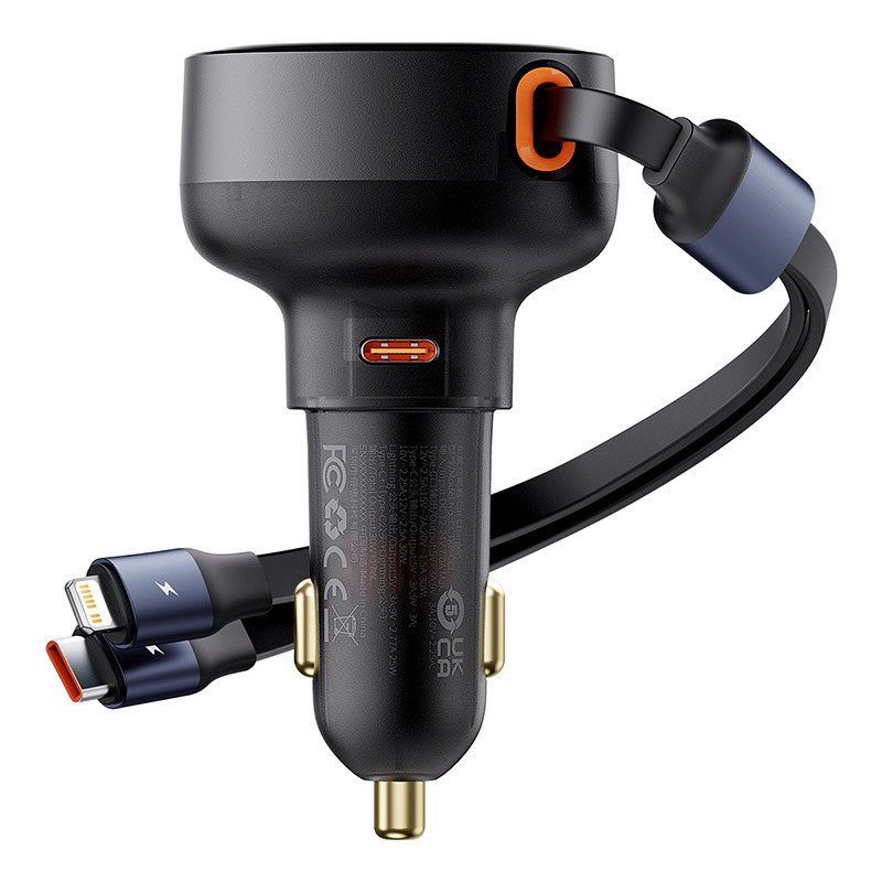 Baseus Enjoyment Pro Car Charger C+Retractable C & iP Cable 60W