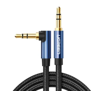 UGREEN 60178 AUX audio cable - flat - angled plug - 3.5 mm mini jack - 0.5 m (Blue Black)