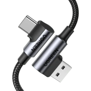 Ugreen 20856 1m Angled USB-C Male To Angled USB 2.0 A Male 3A Data Cable(90°Angle)